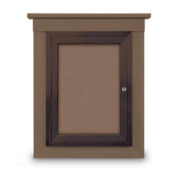 72"x36" 3-Door Enclosed Letterboard, Green Vinyl/Walnut